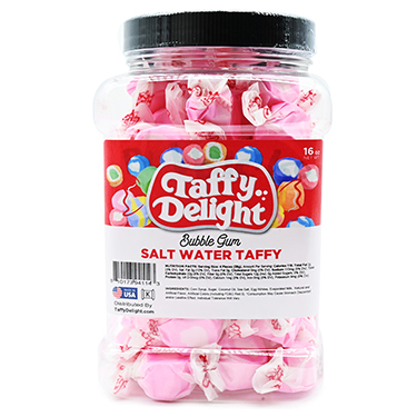 Taffy Delight Bubble Gum Salt Water Taffy 16oz Jar